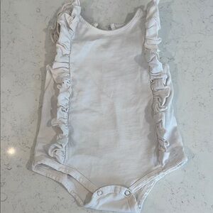 Vignette White Ruffle Onesie.  Size 6-12M